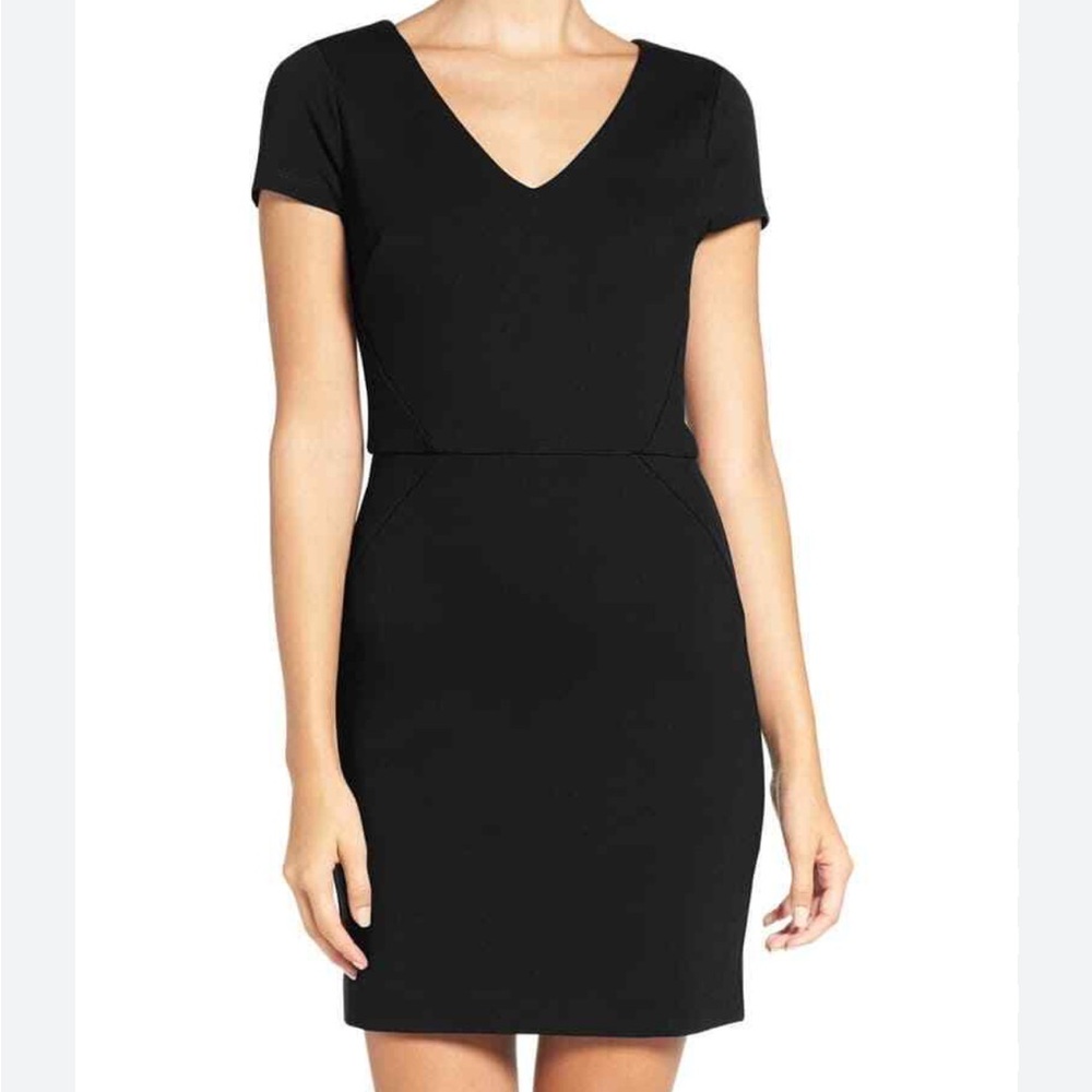 FRENCH CONNECTION LULA PONTE BLACK SHEATH DRESS 6